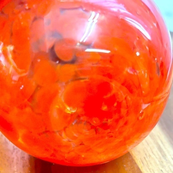 Vintage Handblown Glass Art Red Orange Apples Set of 2 Murano Style - Picture 4 of 6